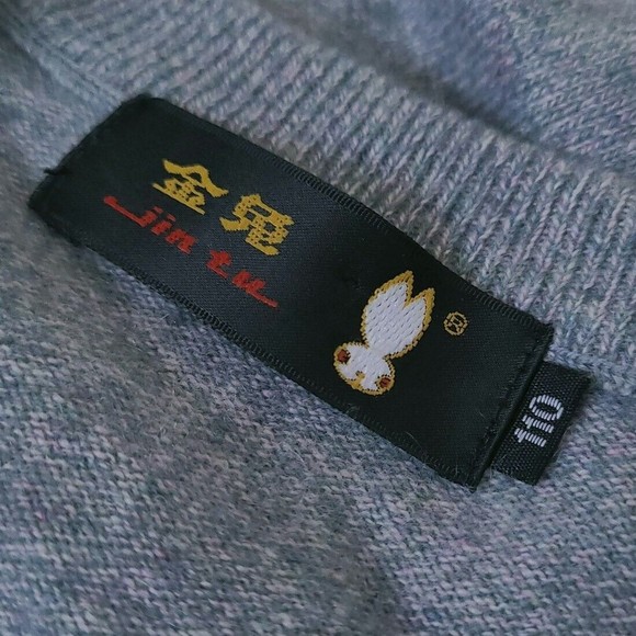 100% Cashmere V-Neck Argyle Gray Sweater Size Large - Picture 4 of 8